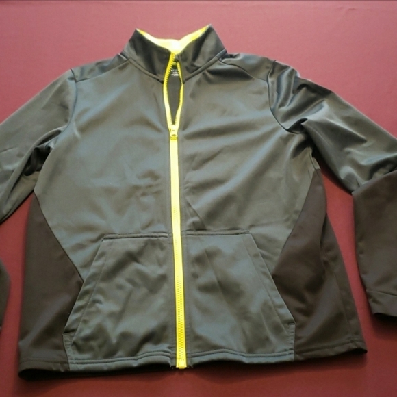 Athletic Works Boys XL 2XL Full Zip Lightweight Sweatshirt Jacket Grey Yellow - Picture 2 of 8